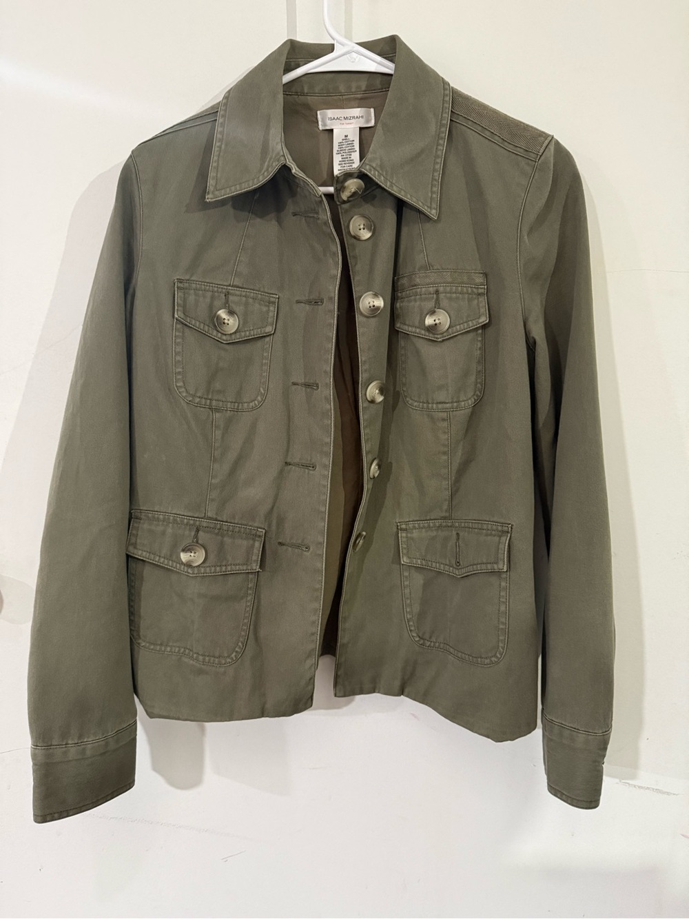 Isaac Mizrahi Olive Utility Button-Front Field Jacket